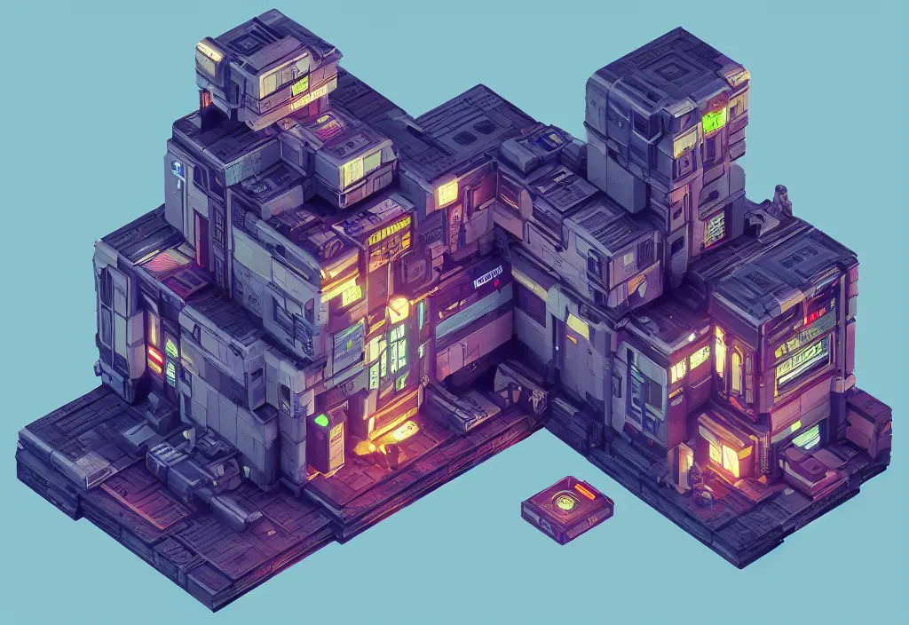 Prompt: cyberpunk house, magicavoxel cinematic lighting, 4k