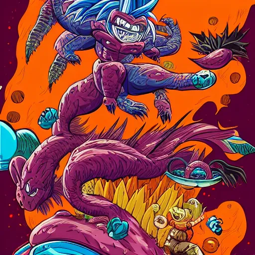 Prompt: highly detailed vibrant delirium dragon ball by petros afshar, tom whalen, laurie greasley, war face by greg rutkowski