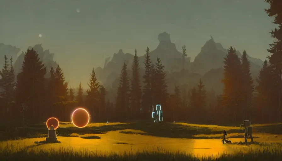 Image similar to hexagon in front of the sun, simon stalenhag