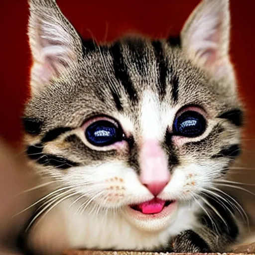 Image similar to cute crying kitten crying!!!, teary eyed