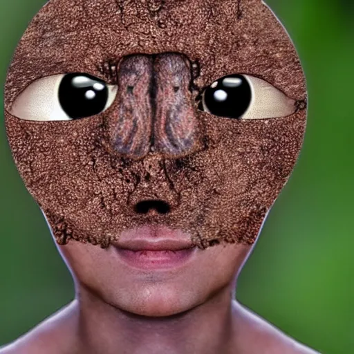 Image similar to a face with eyes made of many ants