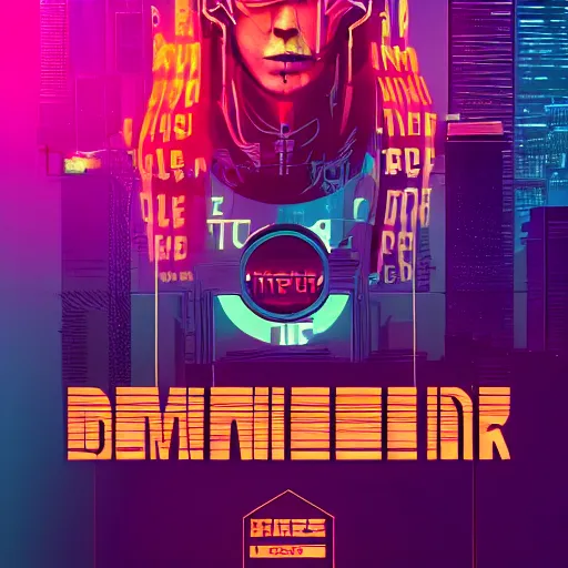 Image similar to demo poster of a stylized font, cyberpunk, behance, hd