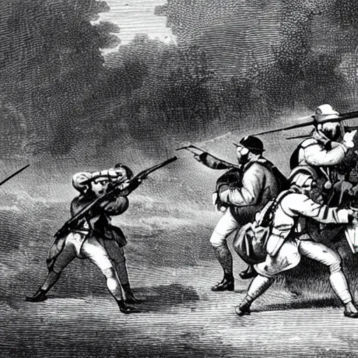 Prompt: first person perspctive. bayonet charge in 18th century.