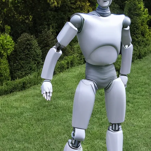 Image similar to a realistic detailed photo of a guy who is an attractive humanoid who is half robot and half humanoid, who is a male android, soccer player martin ødegaard, shiny skin, posing like a statue, blank stare, by the pool, on display, showing off his muscles, humanoid robot, frozen ice statue