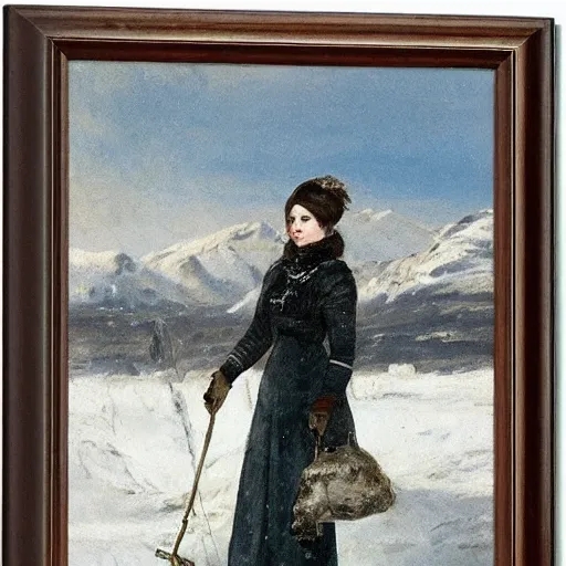 Image similar to female arctic explorer by alfred stevens