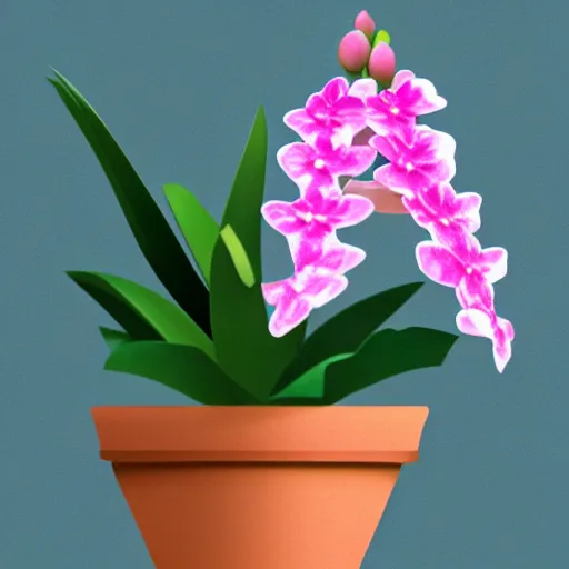 Prompt: miniature orchid in a pot but minimalistic concept art by frank stella gilleard james whalen tom, colorful, soft light, trending on artstation, minimalism