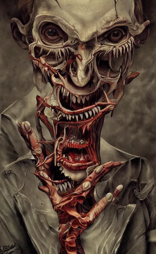 Image similar to amazing detailed painting. disturbing, twisted, dark, evil