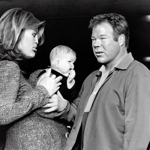 Prompt: william shatner arguing with baby