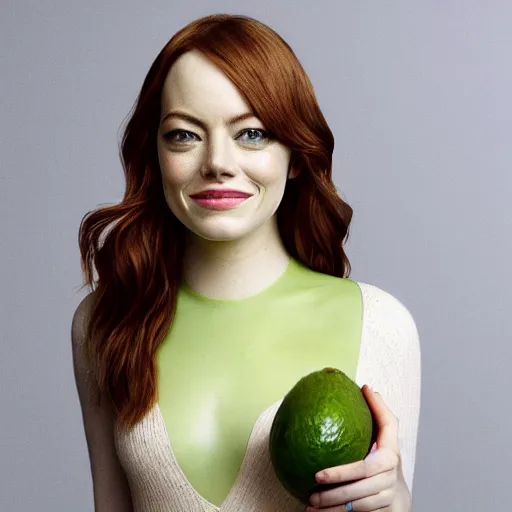 Image similar to emma stone as avocado