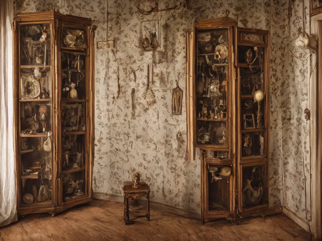 Image similar to the walls of an old victorian cabinet of curiosities full of georgian lover's eyes, eye miniature, shadowed room, small windows, volumetric light, dust, richard cosway, george engleheart, norbert ghisoland, gregory crewdson, erwin olaf, 4 k,