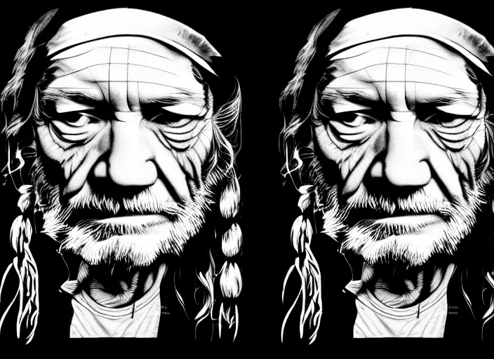 Image similar to an extremely detailed masterpiece grunge drawing of willie nelson, in the style of richard avedon, after life, loony toons style, horror themed, detailed, elegant, intricate, trending on artstation, 4 k