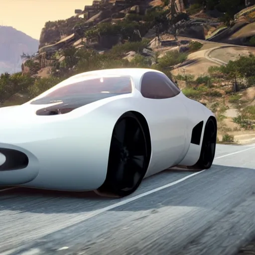 Image similar to futuristic sleek sports car in red dead redemption 2