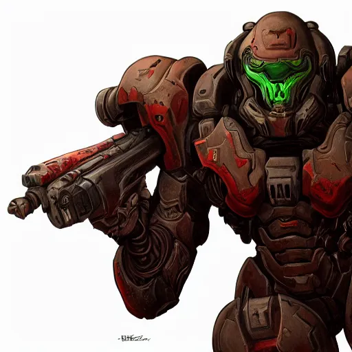 Image similar to Doom slayer in valorant concept art, digital art, valorant, doom, valorant style