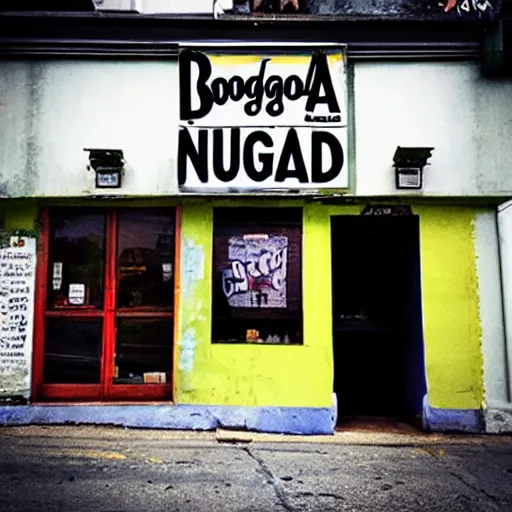 Image similar to bodega with sign saying “ bodega nugg ”