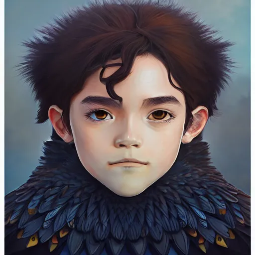 Image similar to portrait painting of a crow - headed sheriff, sharp focus, award - winning, trending on artstation, masterpiece, highly detailed, intricate, studio ghibli, the dragon prince. art by merwild and ernesto irawan and rachel denton