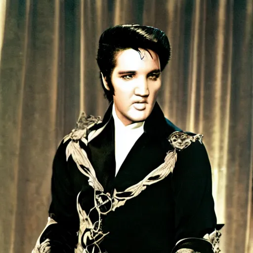 Image similar to color photo of elvis wearing tudor elizabethan clothes