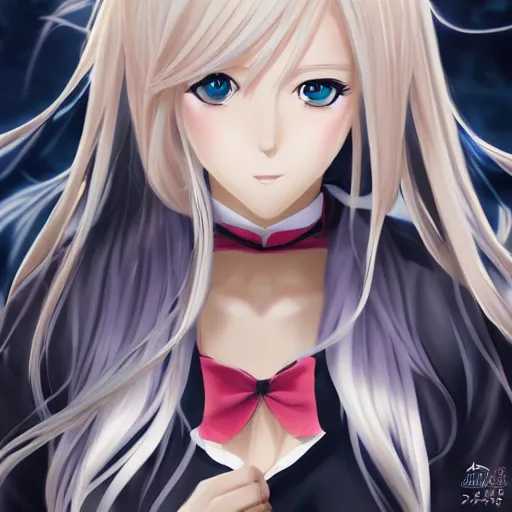 blonde anime girl with long hair, wearing headmistress | Stable ...