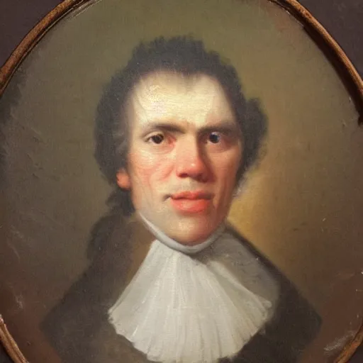 Image similar to An 18th century oil painting of Jerma985 in the mid-late 1700s, portrait of Jerma985, grainy, realistic, very realistic, hyperrealistic, highly detailed, very detailed, extremely detailed, very neat, very epic, very cool, detailed, trending on artstation