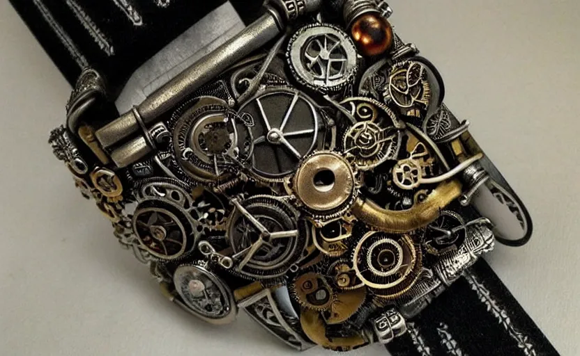 Prompt: technological bracelet, extremely detailed cyberpunk steampunk, realistic shaded,