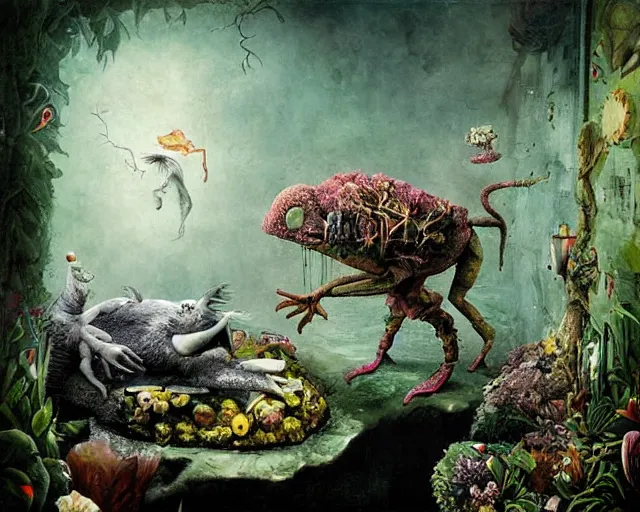 Prompt: a surreal painting a painting of a strange creature, by andreas franke