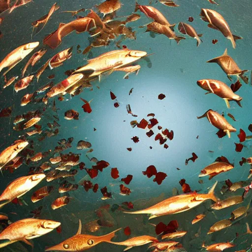 Image similar to tornado made of fishes