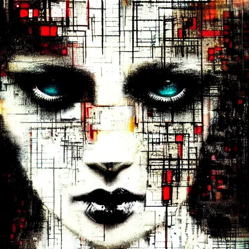 Image similar to portrait of a youthful beautiful women, mysterious, glitch effects over the eyes, fading, by Guy Denning, by Johannes Itten, by Russ Mills, centered, glitch art, clear skin, hacking effects, chromatic, cyberpunk, color blocking, digital art, concept art, abstract