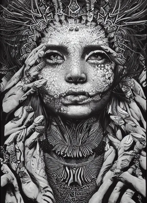 Image similar to Shaman goddess painting by Dan Hillier, trending on artstation, artstationHD, artstationHQ, 4k, 8k