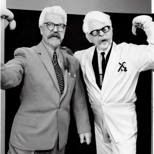 Prompt: boxing match colonel sanders vs ronald maconald