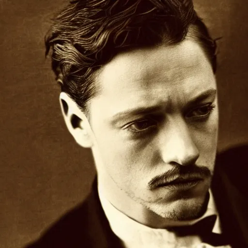 Image similar to headshot edwardian photograph of james mcavoy, sebastian stan, henry cavill, 1 9 2 0 s film actor, suave, charming, realistic face, 1 9 1 0 s, grainy, victorian, soft blur