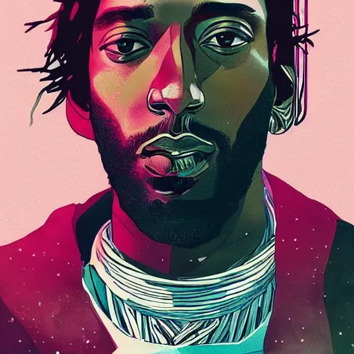 Image similar to a dreamy portrait of kawhi leonard by conrad roset, cybernetically enhanced, hyperdetailed, cyberpunk, cool, trending on artstation