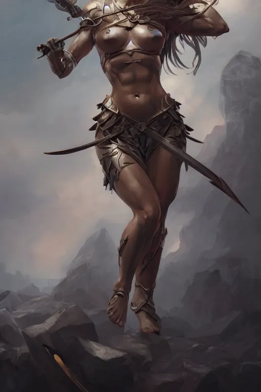 Image similar to goddess of war, accurate anatomy, only two hands, highly detailed, digital painting, artstation, concept art, smooth, sharp focus, illustration, Unreal Engine 5, 8K, art by art by artgerm and greg rutkowski and edgar maxence