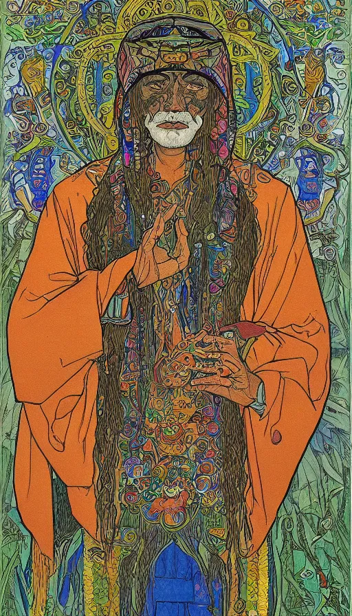 Image similar to portrait of a digital shaman, by ivan bilibin,