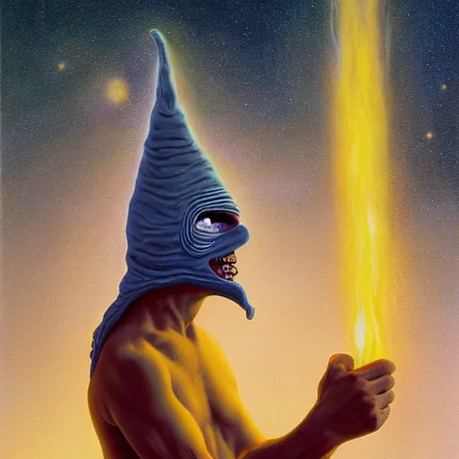 Prompt: UHD tonalism cosmic painting of Beavis as Cornholio, by Antonio Caparo and Ferdinand Knab and Greg Rutkowski, UHD, photorealistic, trending on artstation, trending on deviantart