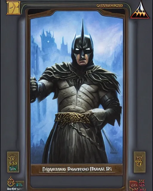 Prompt: a photo framing a complete Magic the Gathering card, depicting Vladimir Putin, as a Dark knight, high quality, 8k,