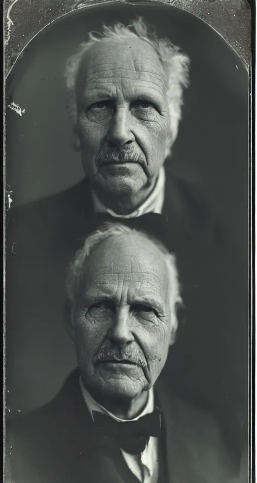 Prompt: a wet plate photograph, a portrait of a 50-year-old scientist