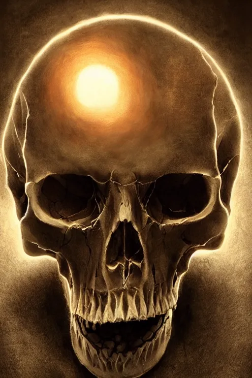 Prompt: photorealistic dark fantasy concept art of a lightbulb made from a human skull, dynamic lighting, stunning visuals, realism, cinematic, hyper detailed, ultra detailed, beautiful visuals