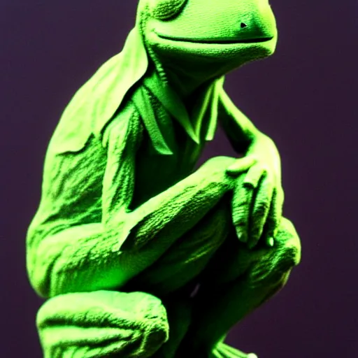 Image similar to The Thinker Kermit the frog by Auguste Rodin