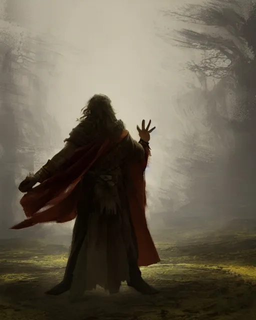 Image similar to a druid standing in a circle at the beginning of the world by ruan jia