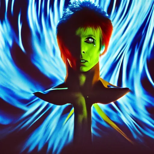 Prompt: ziggy stardust from mars anamorphic illusion 4 k in the style of edgar mueller