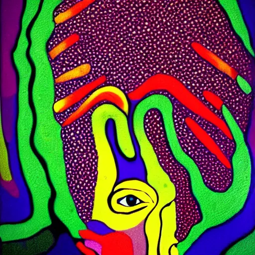 Image similar to colorful woman inside her fingerprint , surrealistic abstract art in the style of claude cahun “