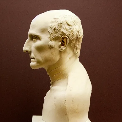 Image similar to julius cesar's bust brought to life made of human body parts
