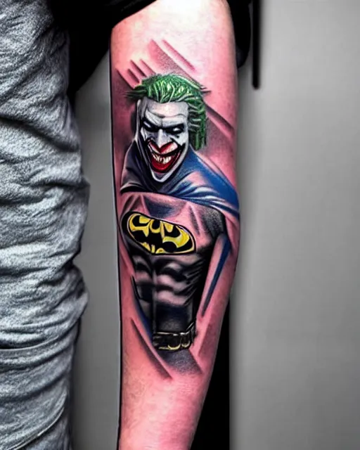 Image similar to tattoo of half batman, half joker