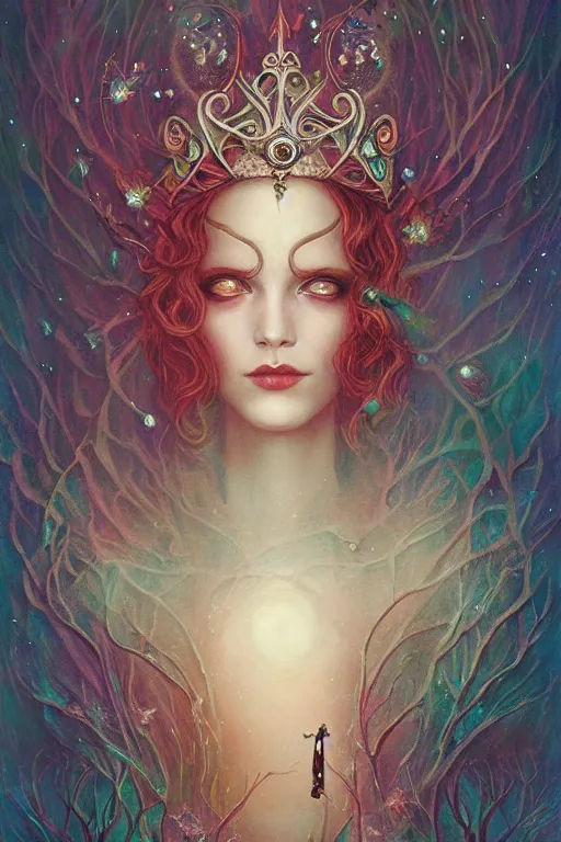 Image similar to jeweled Crown, other worldly, fairy autumn court, art nouveau, by Anato Finnstark, Tom Bagshaw, Brom