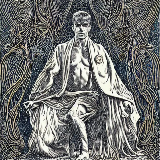 Prompt: A young mage in an invocation ritual, realistic, sharp focus, 8k high definition, insanely detailed, intricate, elegant, art by Virgil Finlay