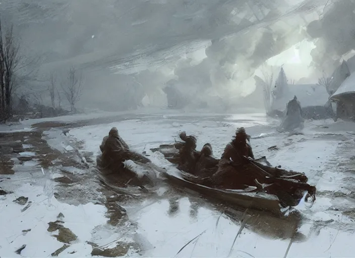 Image similar to oil painting, snow blizzard, high detailed art by anders zorn, wonderful masterpiece by greg rutkowski, beautiful cinematic light, american romanticism by greg manchess, creation by tyler edlin