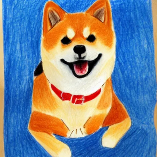 Image similar to children's drawing of a shiba inu