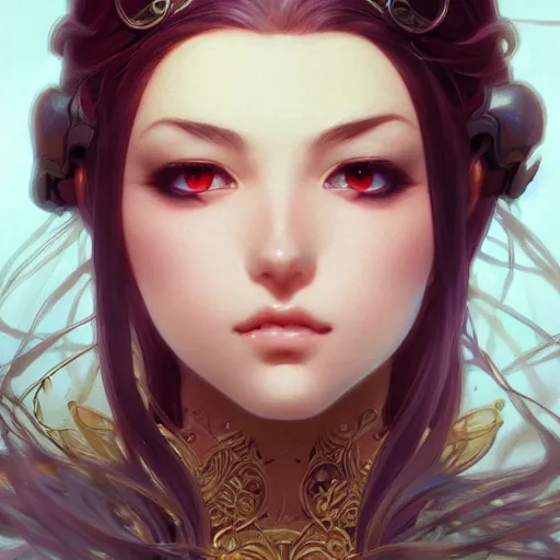 Prompt: beautiful young attractive anime woman, closeup, d & d, fantasy, intricate, elegant, highly detailed, digital painting, artstation, sharp focus, fantasy art, illustration, 8 k, art by artgerm and greg rutkowski and alphonse mucha