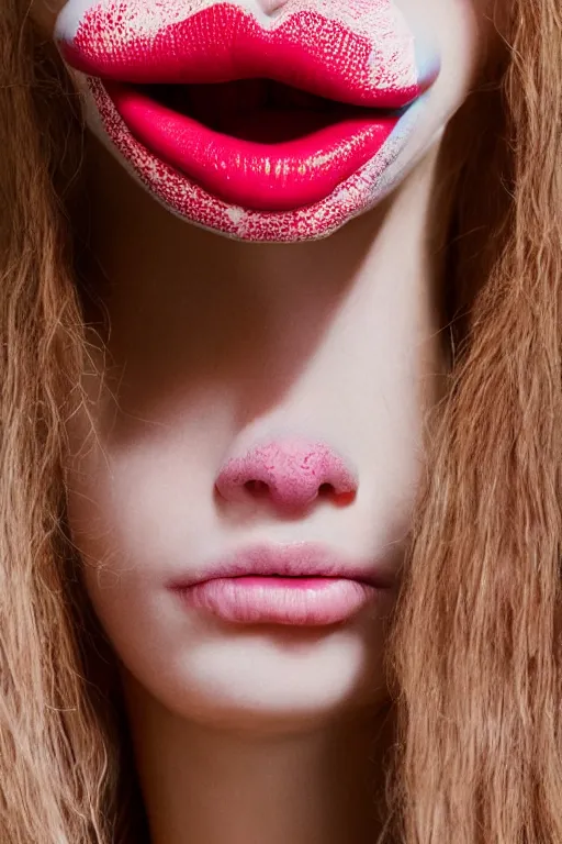 Image similar to comme des garcons campaign featuring jar jar binks as a female cowgirl, long eyeslashes, huge juicy lips, big seductive eyes, unprocessed colors, # nofilter, realistic vfx simulation