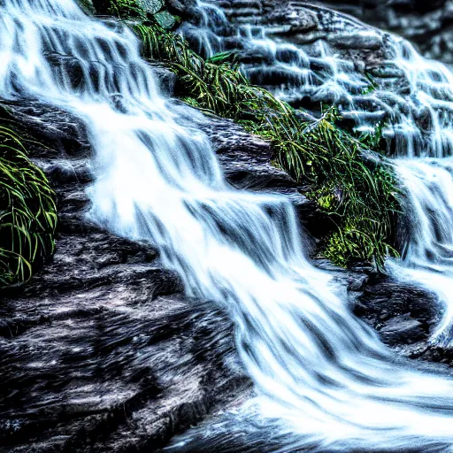 Image similar to a stairway of flowing water, hyperrealistic, 8 k, octane render, highly detailed, a real photographic, digital art, 8 k, realistic