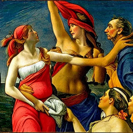 Image similar to liberty guiding the people by delacroix in the style of a masterpiece by botticelli, crips details, featured in artscape